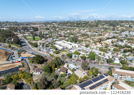 Aerial view of Solana Beach Town, San Diego, California USA 112416280