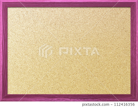木質框架中帶有粉紅色邊框的精美軟木板的背景圖像 112416356