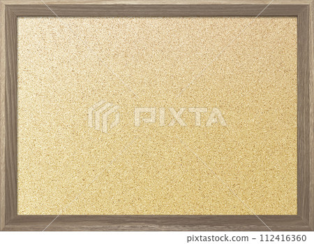木質框架中帶有淺棕色邊框的精美軟木板的背景圖像 木質框架中帶有淺棕色邊框的精美軟木板的背景圖像 112416360