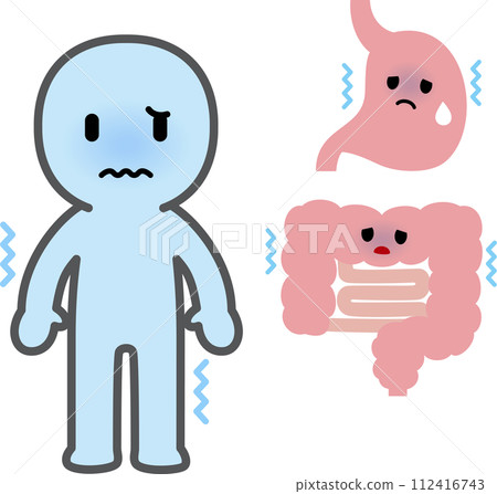 Character with cold body and stomach and intestines Character with cold body and stomach and intestines 112416743
