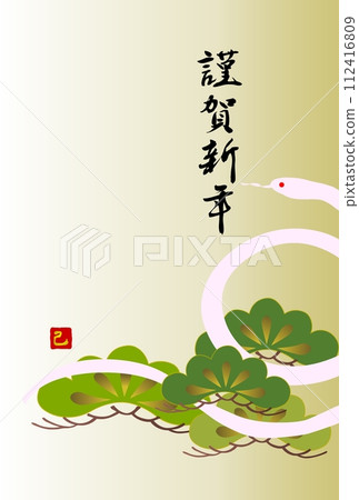 帶有複製空間的蛇年新年賀卡模板 帶有複製空間的蛇年新年賀卡模板 112416809