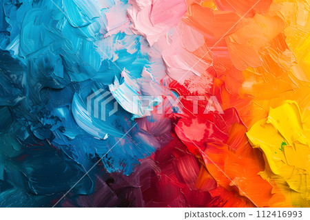 Colorful Canvas Harmony: Captivating Abstract with Seamless Oil Paint 112416993