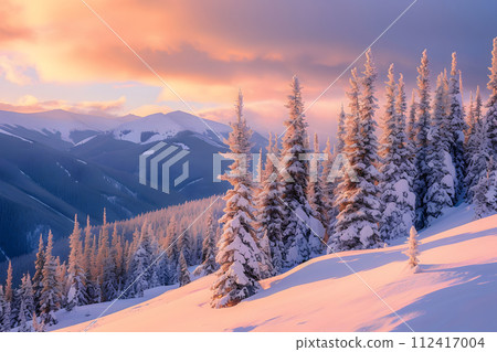 Enchanting Winter Twilight: A Fantastic Evening Landscape Enchanting Winter Twilight: A Fantastic Evening Landscape 112417004