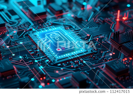 Guardian Lockdown: Cybersecurity Concept with Padlock on Computer Motherboard 112417015