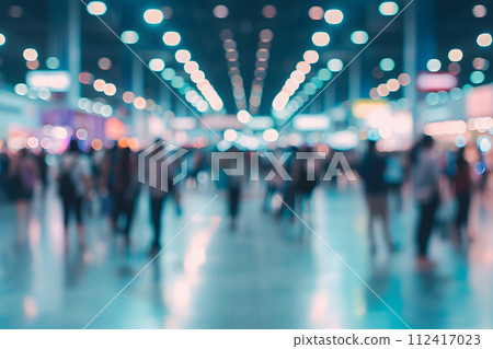 Dynamic Blur: People in Exhibition Hall at Trade Show Expo 112417023