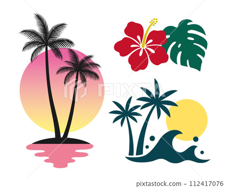 棕櫚樹或芙蓉圖標標誌 棕櫚樹或芙蓉圖標標誌 112417076