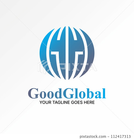 Logo design graphic concept creative premium abstract vector stock sign letter initial GG line font on globe wolrd Related to sphere plane earth orbit 112417313