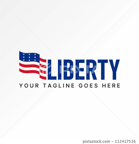 Logo design graphic concept creative premium vector stock abstract sign letter Liberty with unique american flag. Related to national statue new york 112417516