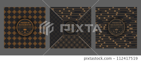 Luxury premium background. Golden ornament on a dark background. Design for interior decoration, textiles, packaging and backgrounds. Creative design idea 112417519