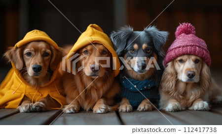 dogs in clothes posing dogs in clothes posing 112417738