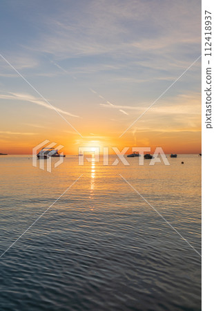 Sunrise over the sea. Panoramic seascape. Sunrise over the sea. Panoramic seascape. 112418937