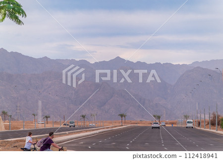 Mountains in the desert near Sharm El Sheikh, Egypt. Panorama Mount Moses Sinai. 112418941