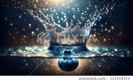 Delicious fruit blueberry Blueberry in water Blueberry dancing with water drops Commercial blueberry pictures Blueberry dancing with water droplets 112419323