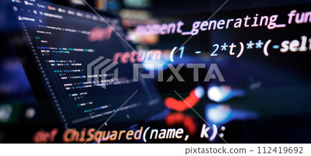 IT business.Monitor closeup of function source code. Project managers work IT business.Monitor closeup of function source code. Project managers work 112419692