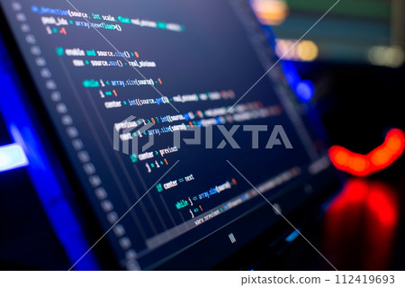 IT business.Monitor closeup of function source code. Project managers work IT business.Monitor closeup of function source code. Project managers work 112419693