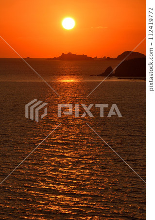Evening view of warship island Evening view of warship island 112419772