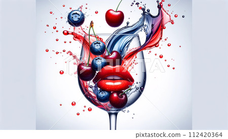 Delicious fruit berries, cranberries, blueberries, cherries, strawberries, raspberries, berries dancing with water splashes, commercial berry pictures, superfoods 112420364