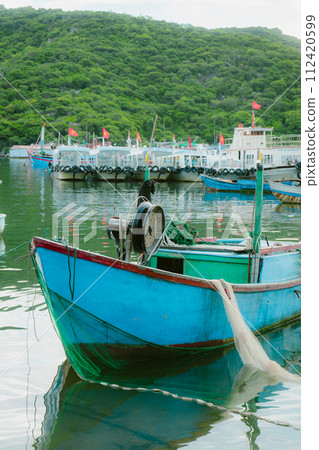 boats anchored on the shore 112420599