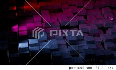 3d illustration Abstract background of cubes in neon light 3d illustration Abstract background of cubes in neon light 112420735