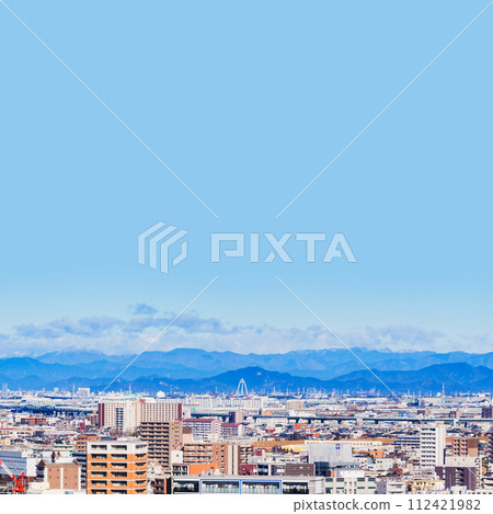 View of Seishu, Ichinomiya, Twin Arch and Gifu from Nagoya Station [Panoramic view of northern Aichi Prefecture] 112421982