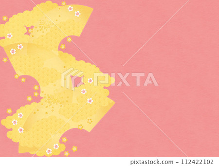 Spring background (fan and cherry blossoms) 4-3 112422102