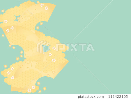 春天背景（扇子和櫻花）4-4個向量 112422105