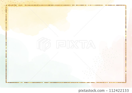 Watercolor light spring abstract horizontal template, digital painting. Hand painted abstract watercolor background with golden frame, vector illustration Watercolor light spring abstract horizontal template, digital painting. Hand painted abstract watercolor background with golden frame, vector illustration 112422133