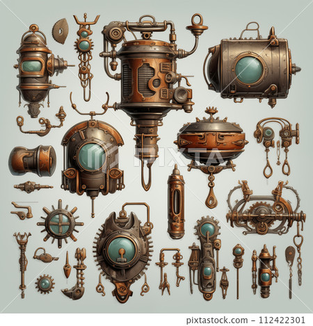 Set of Steampunk Design Elements. Set of Steampunk Design Elements. 112422301