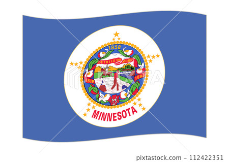 Waving flag of the Minnesota state. Vector illustration. Waving flag of the Minnesota state. Vector illustration. 112422351