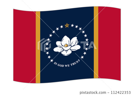 Waving flag of the Mississippi state. Vector illustration. 112422353