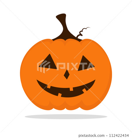 Halloween pumpkin with carved face flat isolated 112422434