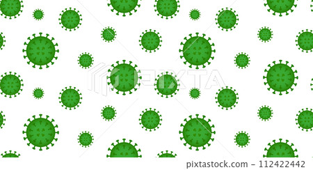 Coronavirus green bacteria cell seamless pattern on white background vector illustration 112422442
