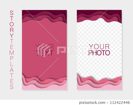 Social media pink templates. Paper cut style for storied. Abstract shapes banners with copy space 112422446