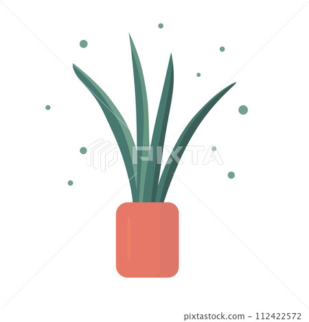 A decorative houseplant growing in pot. Colorful flat design isolated illustration. Home and office interior design 112422572