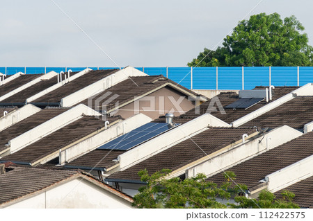 Photovoltaic panels on the roof. Residential in Malaysia starting to installed solar panel to reduce the energy bills. 112422575