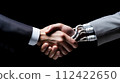 Businessman shaking hands with robot cyborg ai chatbot 112422650