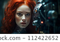 Portrait of a woman robot cyborg ai chatbot technology 112422652