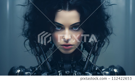 Portrait of a woman robot cyborg ai chatbot technology Portrait of a woman robot cyborg ai chatbot technology 112422653