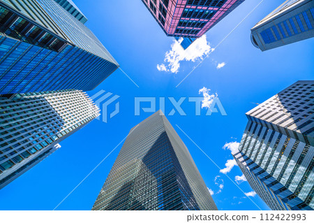 Japan's Tokyo cityscape March - View of offices in Otemachi (Otemachi Place at the bottom of the screen). The Japanese economy... 112422993