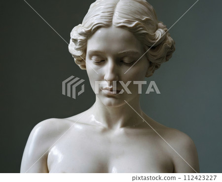 Sculpture of a marble maiden. 112423227