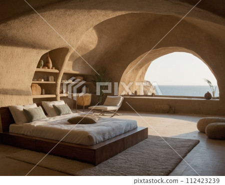 Bedroom with an arch. Bedroom with an arch. 112423239