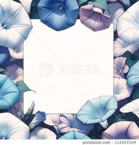 White background with morning glory flowers 112423329