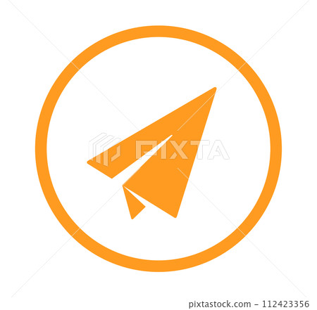 Simple orange paper airplane icon 112423356
