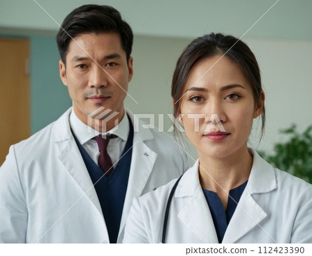 Paired portrait of doctors. Paired portrait of doctors. 112423390