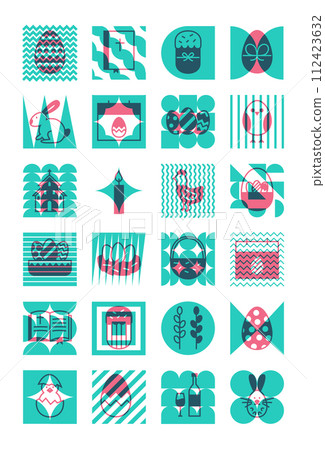 Happy Easter Flat Line Poster Happy Easter Flat Line Poster 112423632