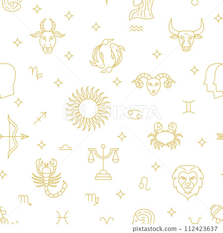 Zodiac Sky Line Seamless Pattern 112423637