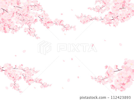 櫻花花瓣落下的背景材料 櫻花花瓣落下的背景材料 112423893