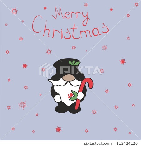 christmas gnome on a blue background with snowflakes christmas gnome on a blue background with snowflakes 112424126
