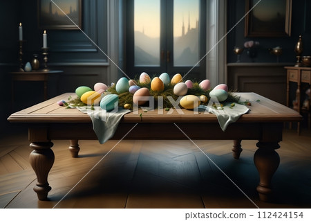 Abstract Easter background, Easter eggs. 112424154