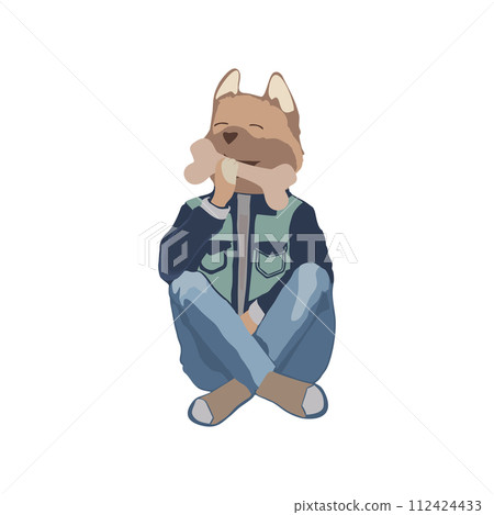 abstract dog in a sitting position 112424433